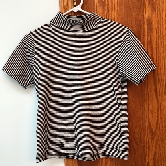 White Stag Tops - Stripe Turtleneck Short Sleeve Shirt